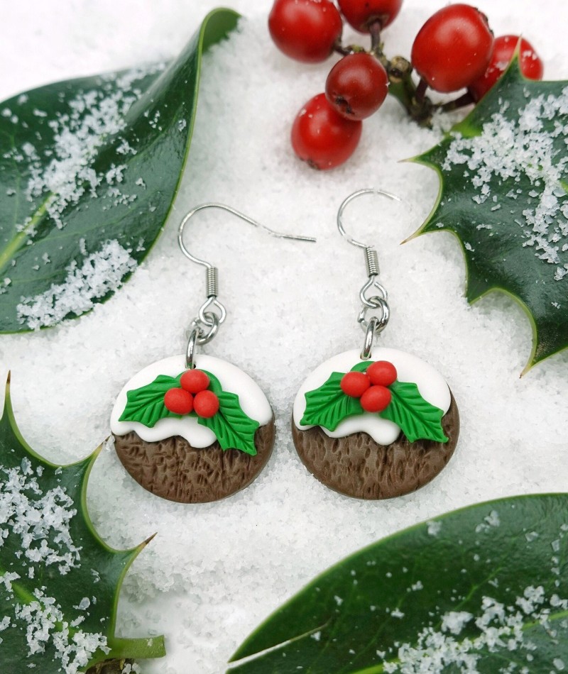 Christmas pudding earrings on sale