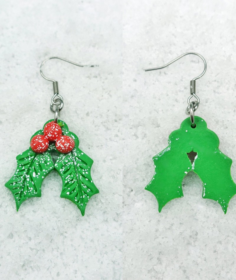 Christmas Holly Earrings 
