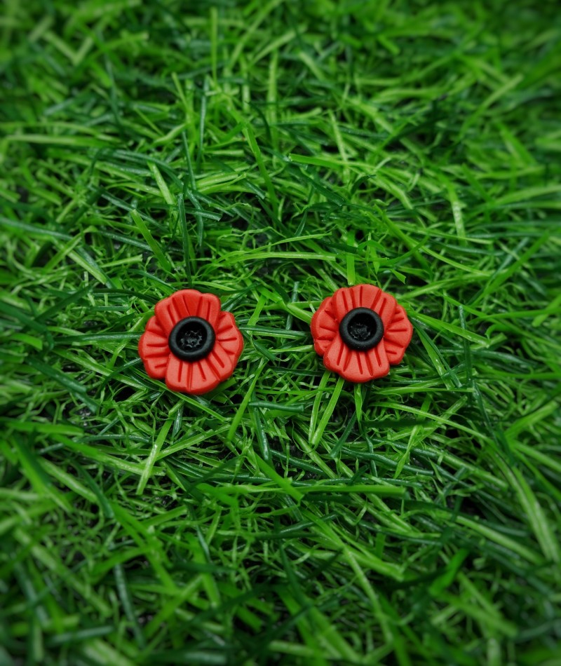 Red Poppy Stud Earrings 