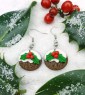 Christmas Pudding Earrings With Holly 