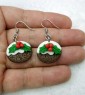 Christmas Pudding Earrings With Holly 